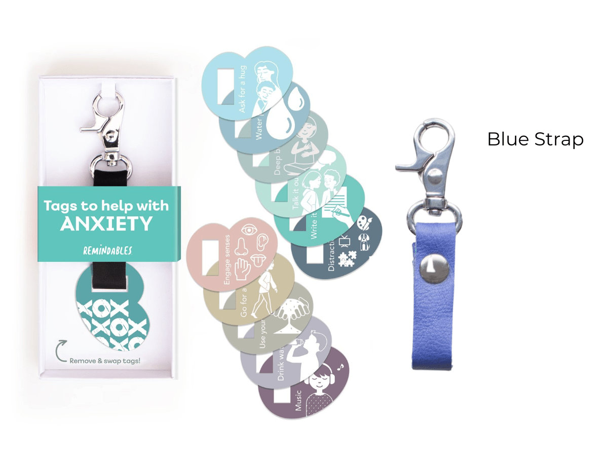 Daily Orders Accessories Anxiety Set with Blue Strap Remindables Bag Tags - Anxiety Set (12 Tags)