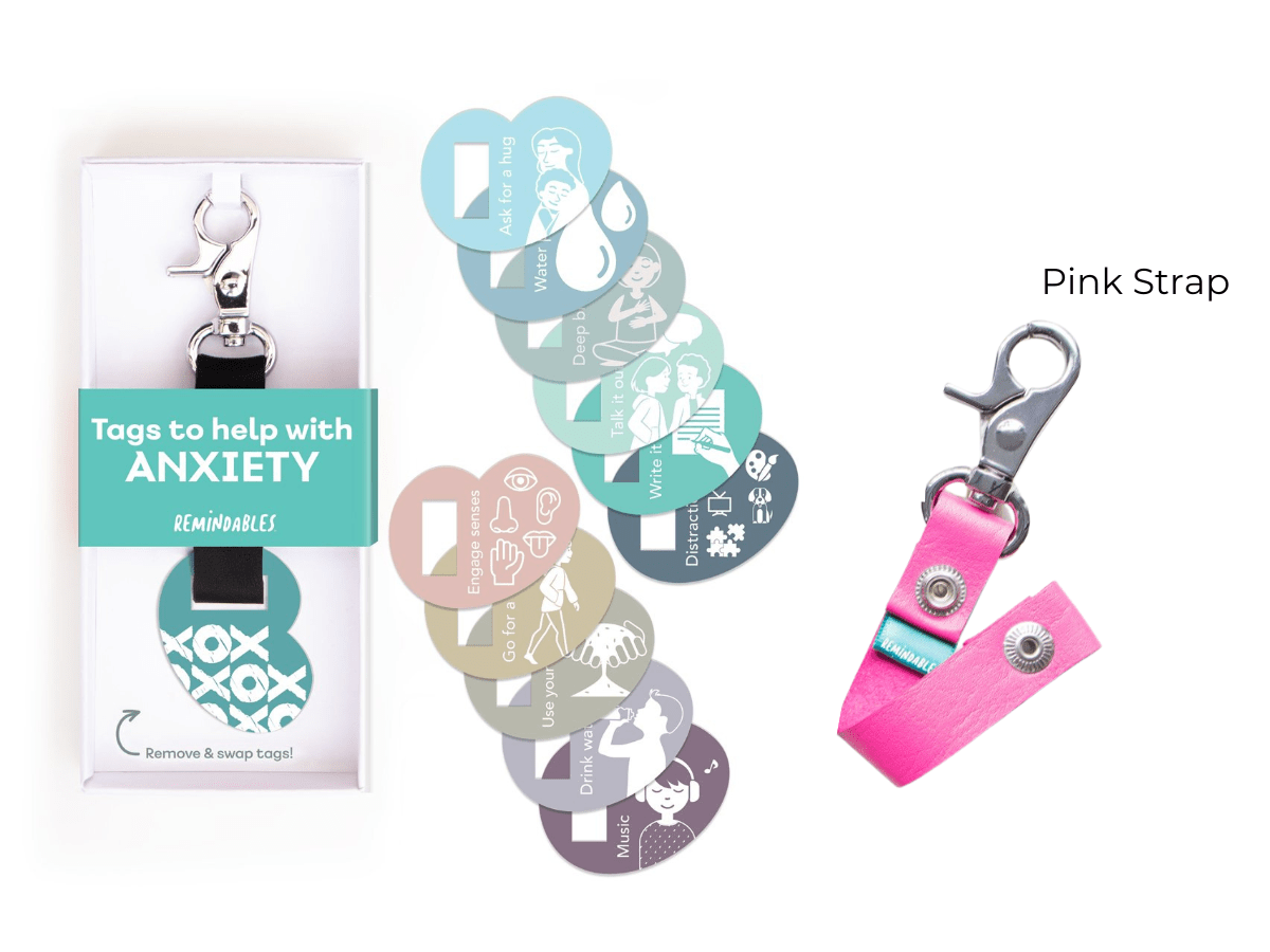 Daily Orders Accessories Anxiety Set with Pink Strap Remindables Bag Tags - Anxiety Set (12 Tags)
