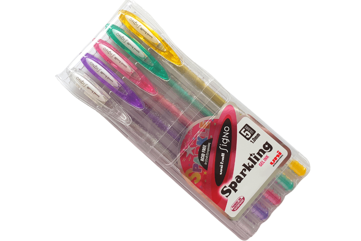 Daily Orders Accessories Sparkling Gel Pens Uniball Signo Gel Ink 5 piece assorted wallet