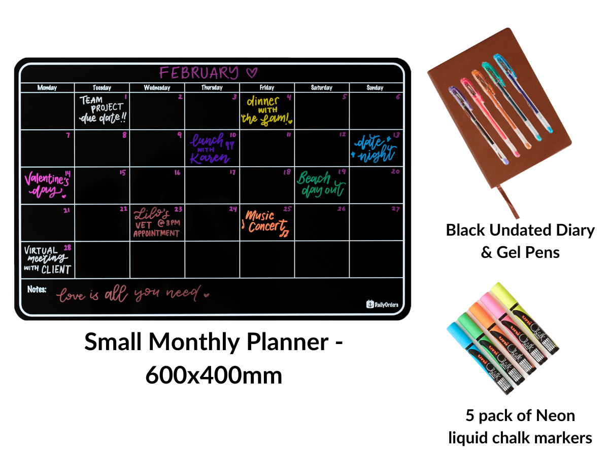 Daily Orders Bundle Black / Tan Diary with Metallic Markers Planning Starter Kit - Small