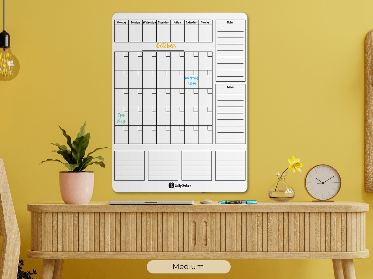 Daily Orders White / Medium - 800x600mm / Portrait Command Centre Wall Planner