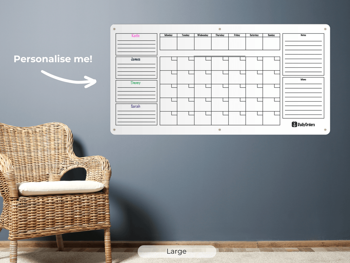 Daily Orders White / Large - 1200x600mm / Landscape Command Centre Wall Planner