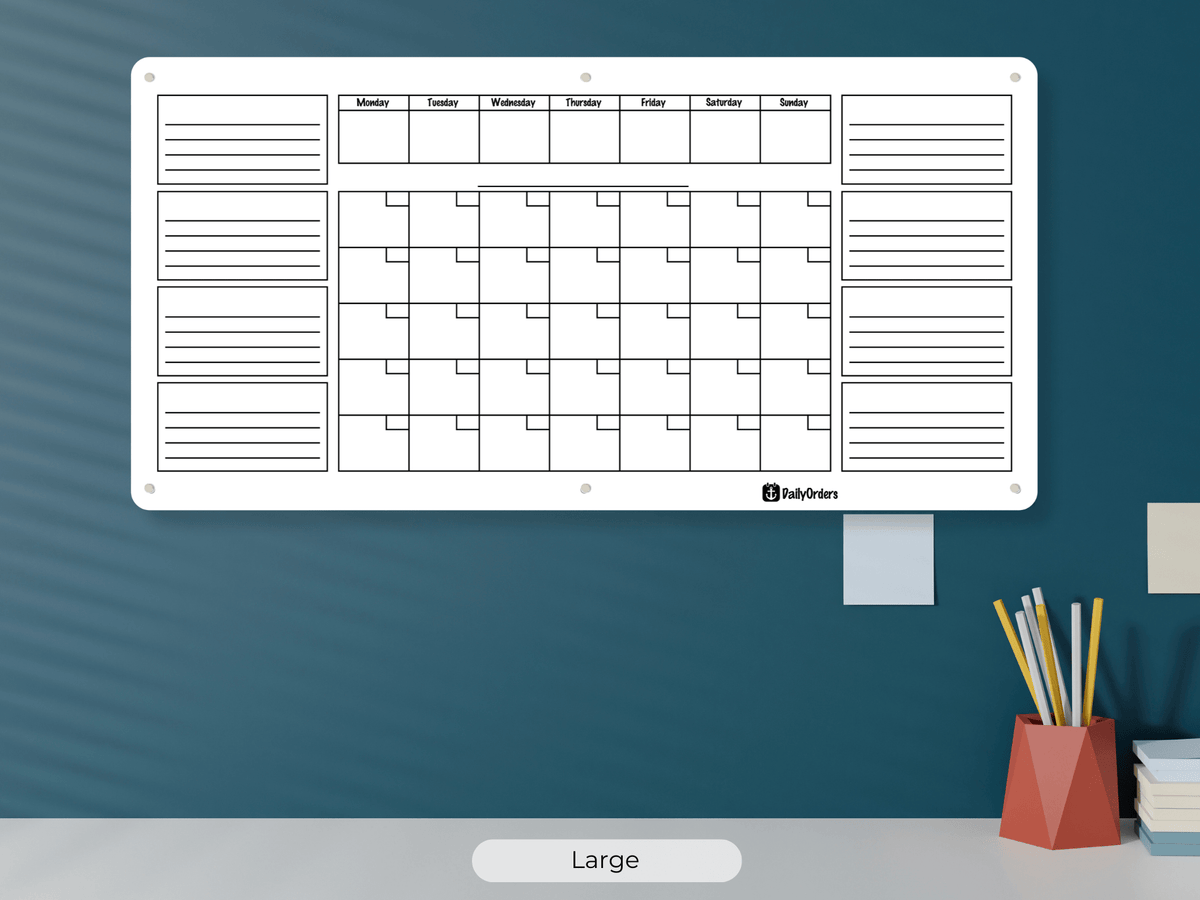 Daily Orders White / Landscape / Large - 1200x600mm Family Command Centre Wall Planner