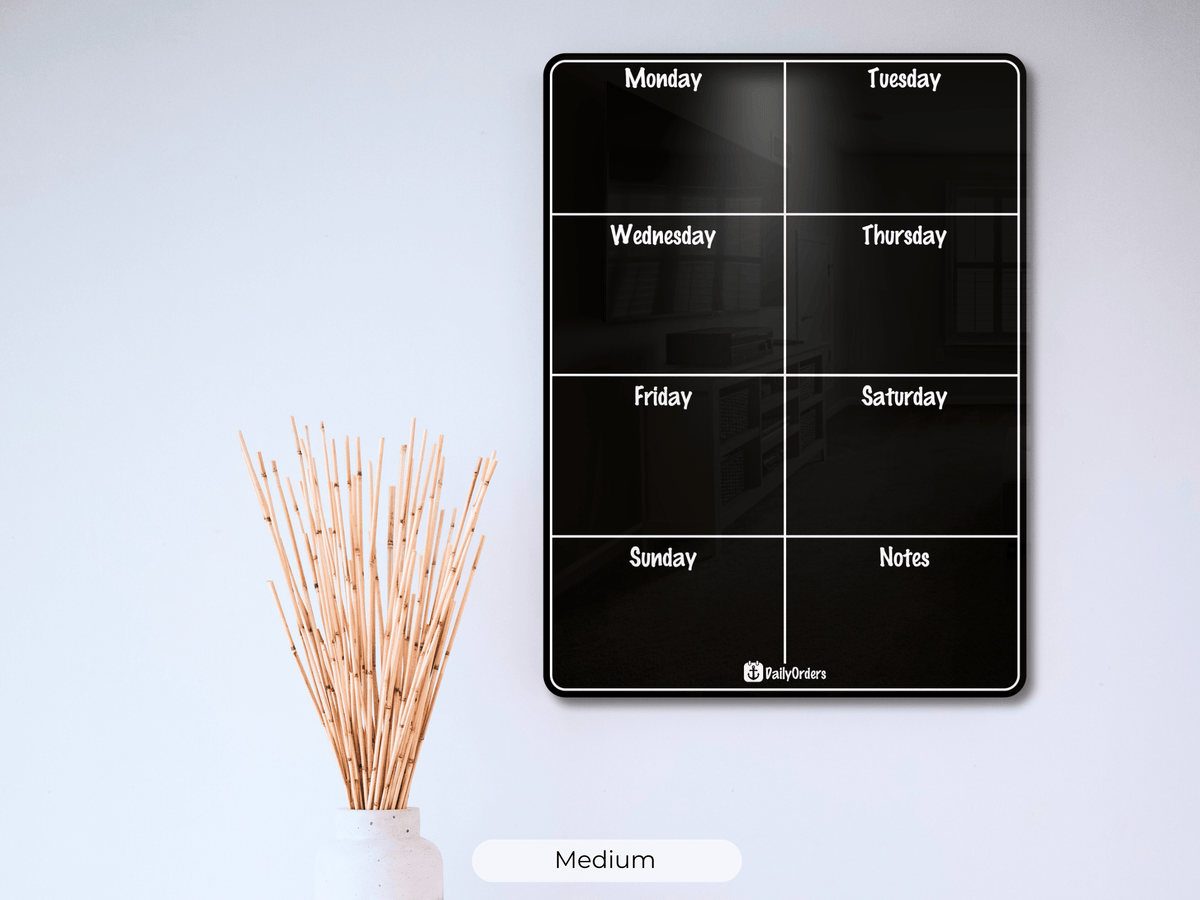 Daily Orders Wall Planner Weekly Planner - Medium - Portrait - Black - Seconds Quality Clearance Planners