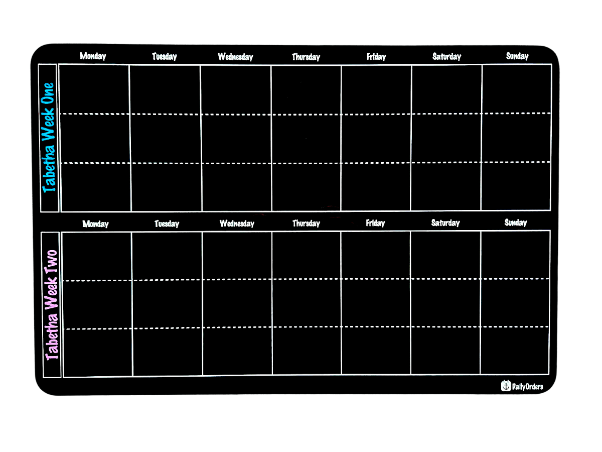 Daily Orders Weekly Planner Black Fortnight Planner - Small