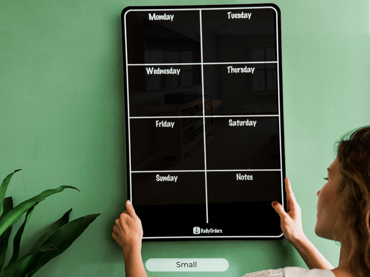 Daily Orders Weekly Planner Black / Portrait / Small - 600x400mm Weekly Wall Planner