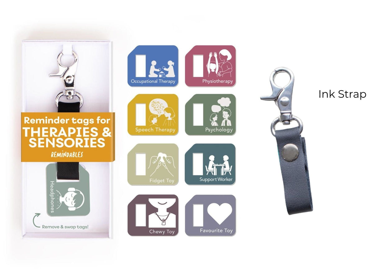 Remindables Accessories Adults Set with Ink Strap Remindables Bag Tags - Therapies Set (9 Tags)