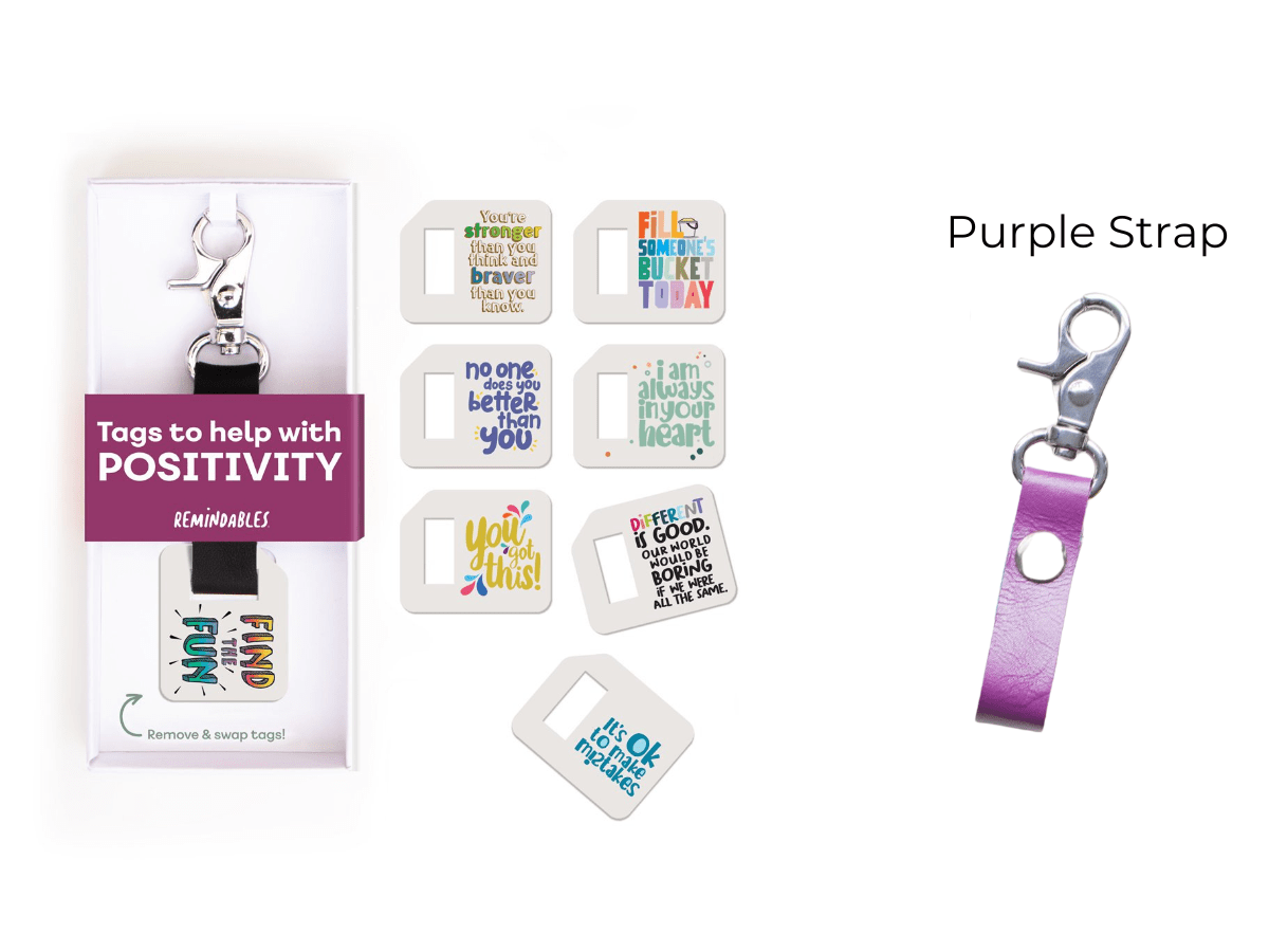 Daily Orders Accessories Affirmations Set with Purple Strap Remindables Bag Tags - Affirmations Set (8 Tags)