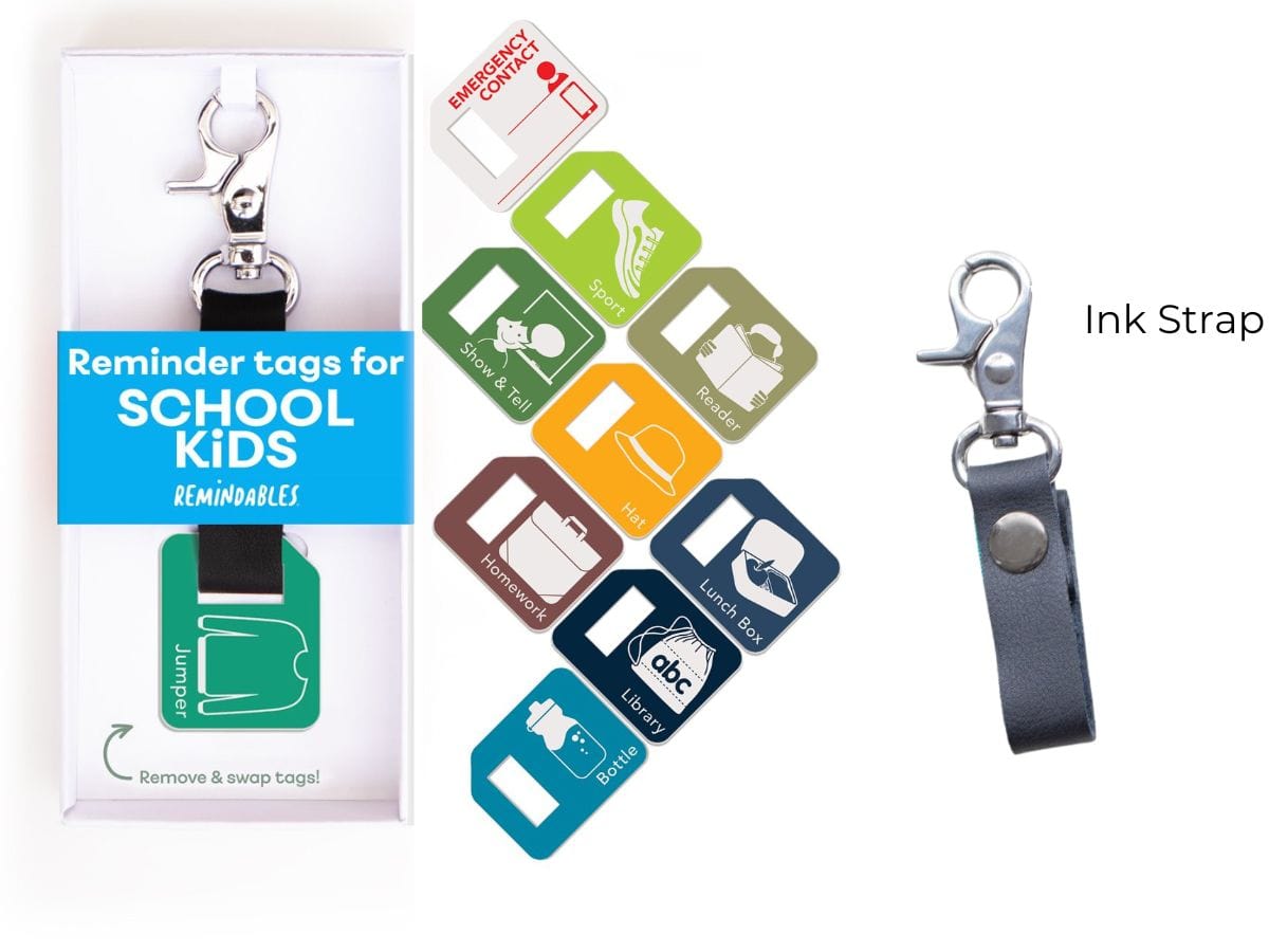 Remindables Accessories School Set with Ink Strap Remindables Bag Tags - School Set (10 Tags)